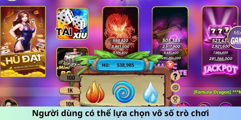 Người chơi có thể lựa chọn vô số trò tại R88 Game Bài